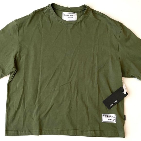 Earnest  Sewn Oversize Cotton Tee Army Green - Picture 1 of 3